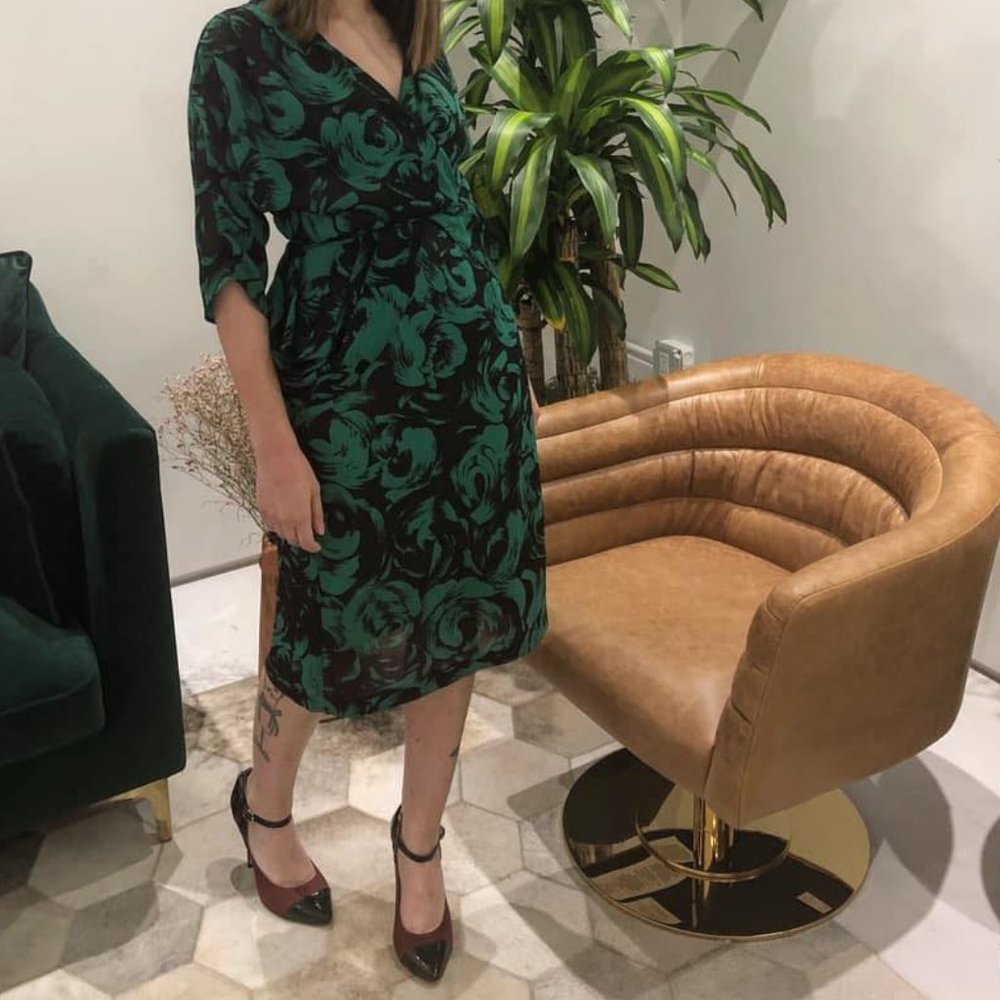 Vintage Chiffon Dress with Hip Draping